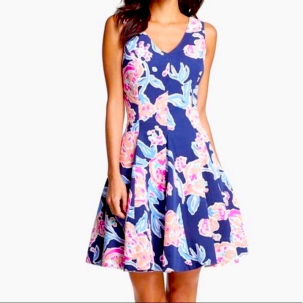 Lilly Pulitzer Clove Dress in Bright Navy Pom Poms, Sz 6 (fits like 2-4)